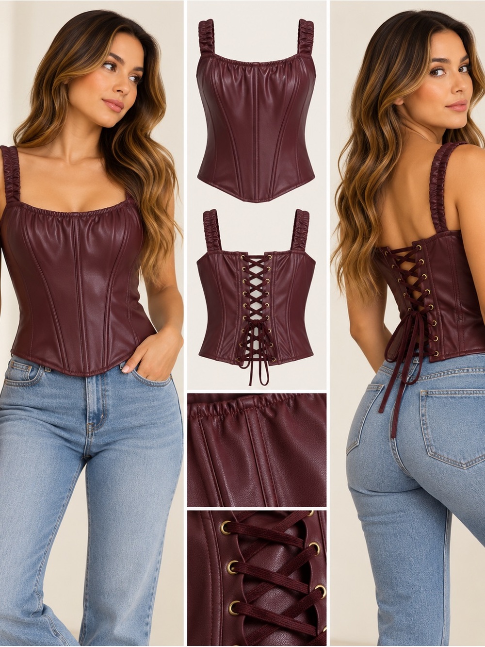 Victoria's Secret Brown  Faux Leather corset Sz XL NWT
